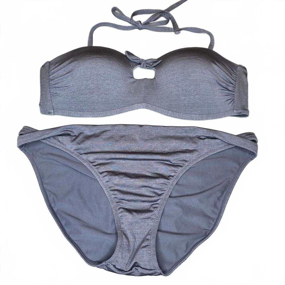 Athleta Gray Bandeau Bikini Set